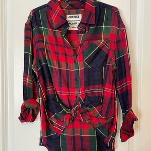 Plaid Button Down shirt, long in the back